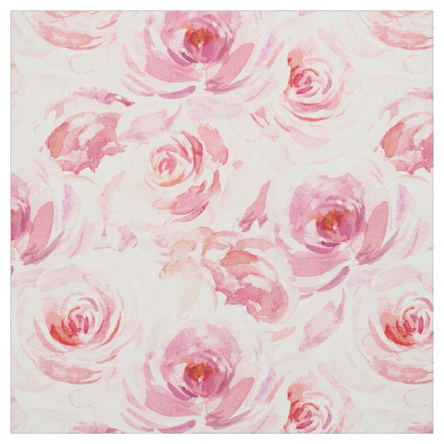 Tissu Aquarelle rose pâle Rose floral (Échantillon)