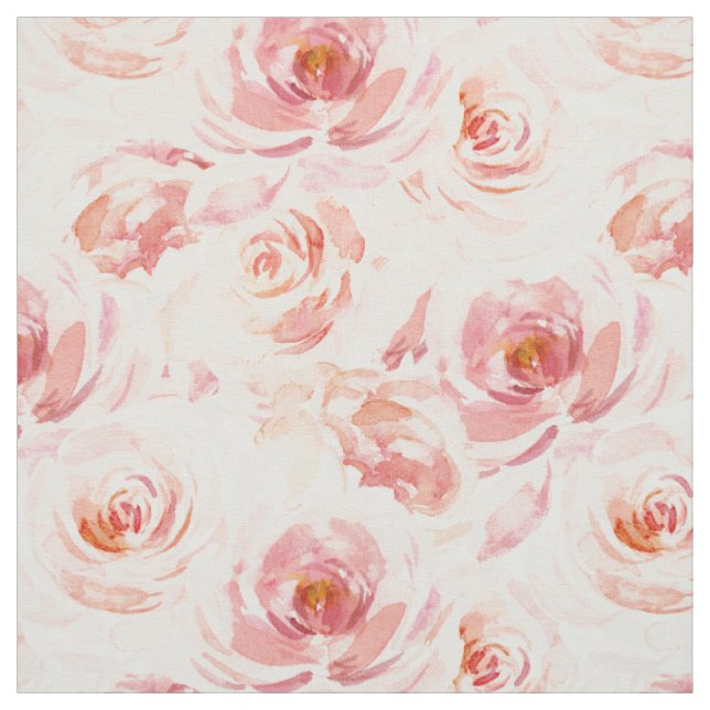 Tissu Aquarelle rose pâle Rose floral (Échantillon)