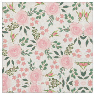 Tissu Aquarelle rose Rose Gold Outline Design