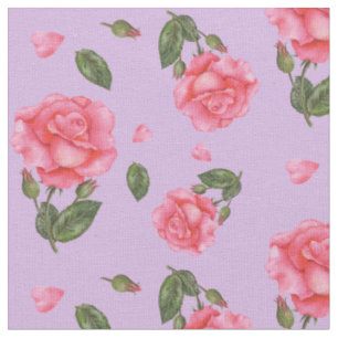 Tissu Aquarelle rose Roses Floral Art Motif