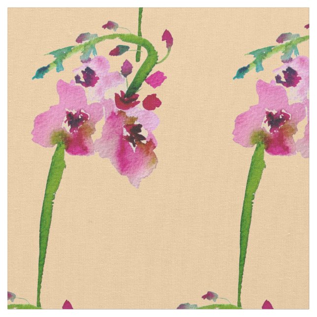 Tissu Aquarelle rose Verbascum fleur rousse (Fermer)