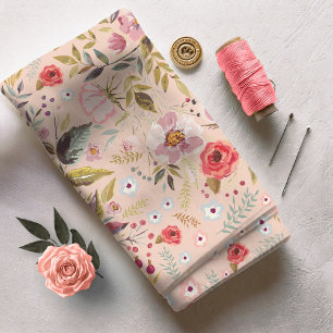 Tissu Aquarelle Rosehips et Rose Floral Pink ID460