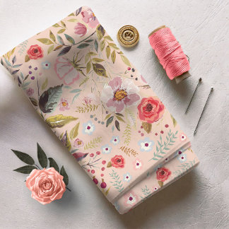 Tissu Aquarelle Rosehips et Rose Floral Pink ID460