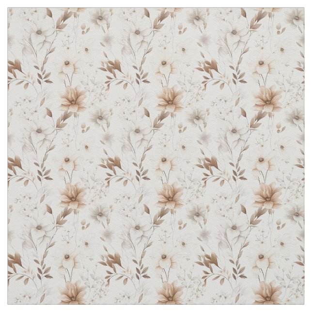 Tissu Aquarelle rustique Fleur beige Élégance (Échantillon)