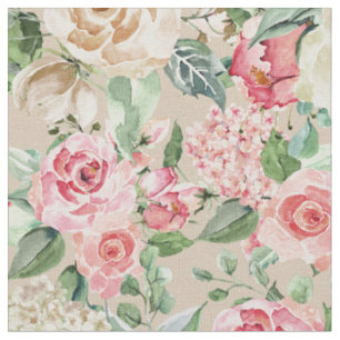 Tissu Aquarelle rustique moderne de rose rose de crème
