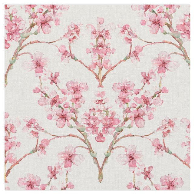Tissu Aquarelle Sakura Cherry Blossom Damask (Fermer)