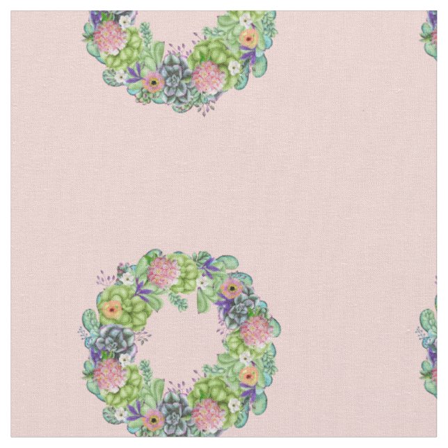 Tissu Aquarelle Succulente Courbe Florale (Fermer)