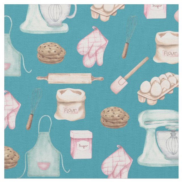 Tissu Aquarelle sur Turquoise foncé (Fermer)
