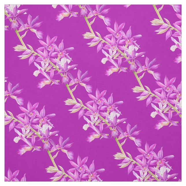 Tissu Aquarelle violette orchidée art floral (Échantillon)