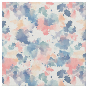 Tissu Aquarelles bleu rose