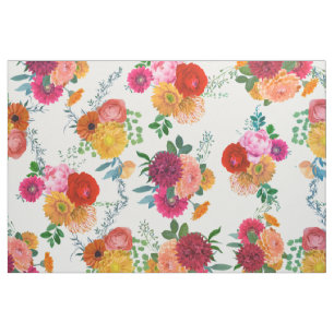 Tissu Aquarelles colorées modernes Fleurs