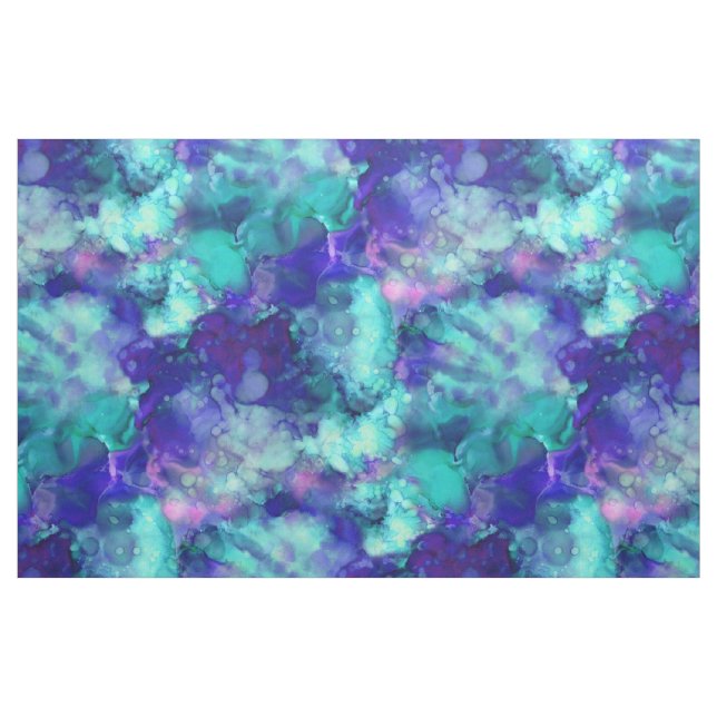 Tissu aquarelles fantastiques, dans des tons de bleu fro (Yard)