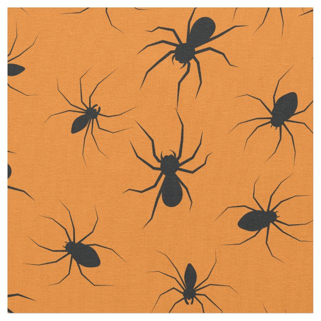 Tissu Araignées gothique Halloween noir orange (Fermer)
