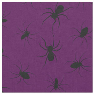 Tissu Araignées Gothique Halloween Noir Profond Violet