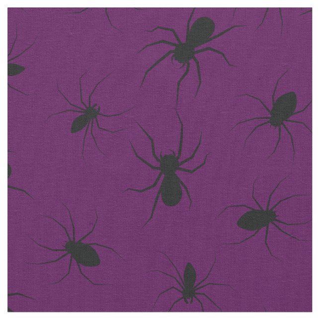 Tissu Araignées Gothique Halloween Noir Profond Violet (Fermer)