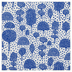 Tissu Arboretum 230715 - Bleu marine sur fond blanc