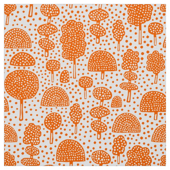 Tissu Arboretum 230715 - Orange sur blanc (Échantillon)