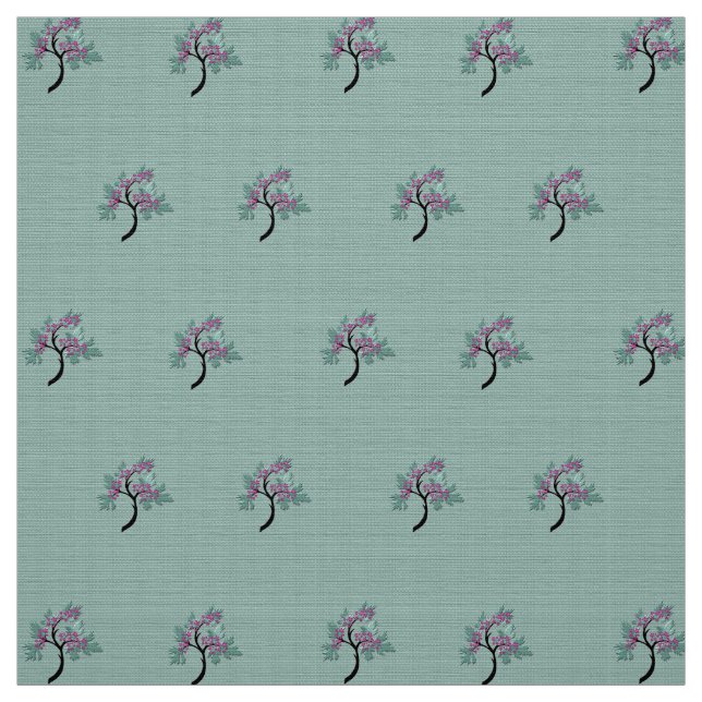 Tissu Arbre à fleurs gracieux vert + Plum 60" (Échantillon)