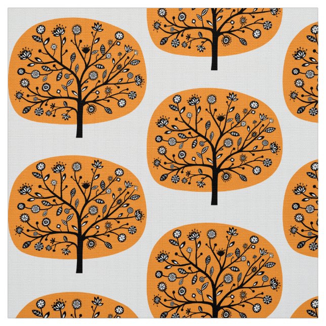 Tissu Arbre à fleurs stylisé - Orange clair (Échantillon)