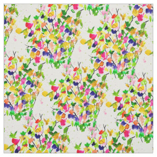 Tissu Arbre abstrait couleur aquarelle
