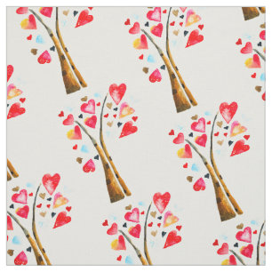 Tissu Arbre de coeurs valentines fantaisistes