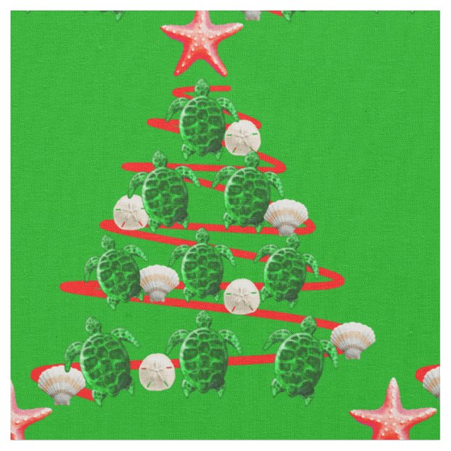 Tissu Arbre de Noël des tortues de mer vertes (Fermer)