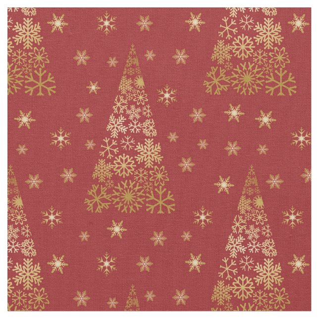 Tissu Arbre de Noël élégant rouge et or (Fermer)