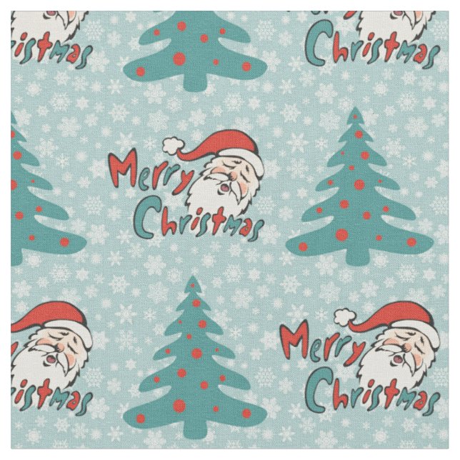 Tissu Arbre de Noël et santa claus (Fermer)
