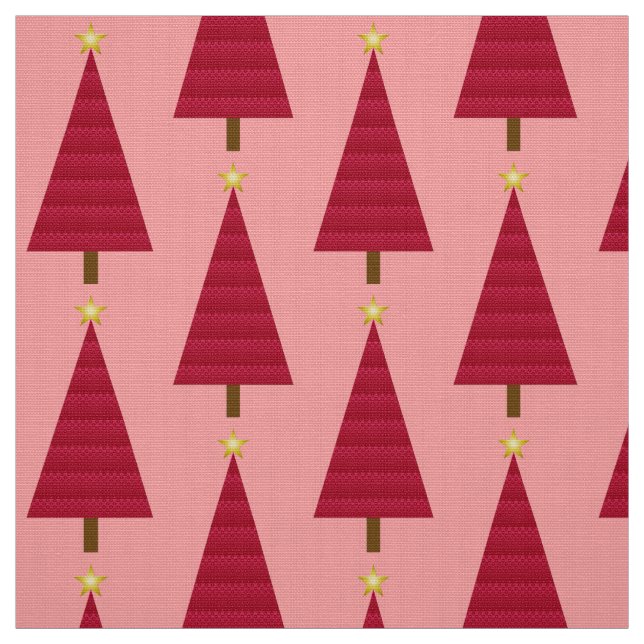 Tissu Arbre de Noël moderne de damassé rouge-foncé (Échantillon)