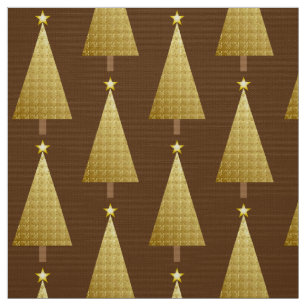 Tissu Arbre de Noël moderne en feuille d'or