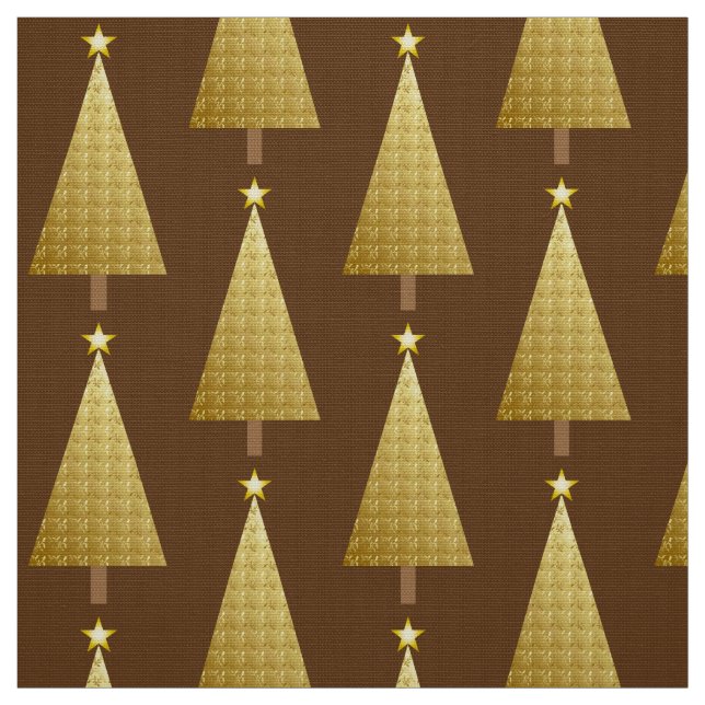 Tissu Arbre de Noël moderne en feuille d'or (Échantillon)