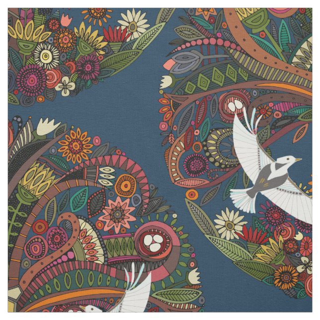 Tissu arbre de vie bleu (Échantillon)