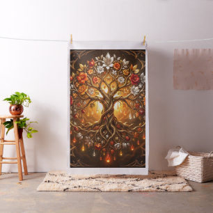 Tissu Arbre éclairé par la lune d'éternité embrasée.