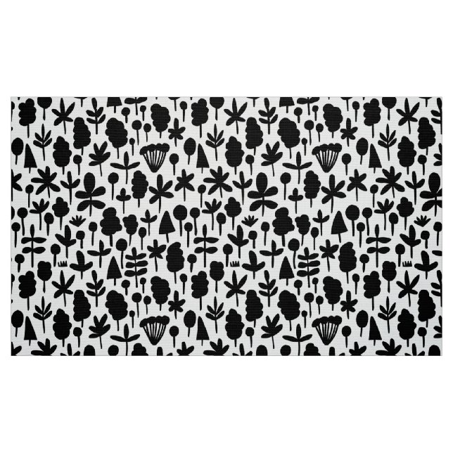 Tissu Arbre et feuille Motif 051017 - Noir (Fat Quarter)