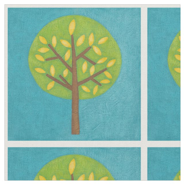 Tissu Arbre vert avec Feuilles jaunes par Chariklia Zarr (Fermer)