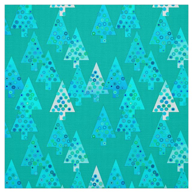 Tissu Arbres de Noël à fleurs modernes - turquoise (Échantillon)
