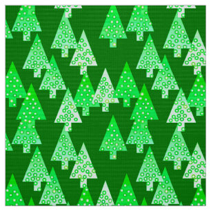 Tissu Arbres de Noël à fleurs modernes - vert de pin