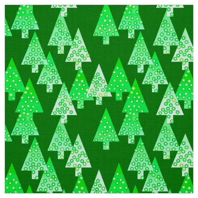 Tissu Arbres de Noël à fleurs modernes - vert de pin (Échantillon)