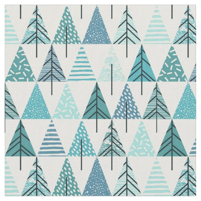 Tissu Arbres de Noël bleus Abstraits uniques (Fermer)