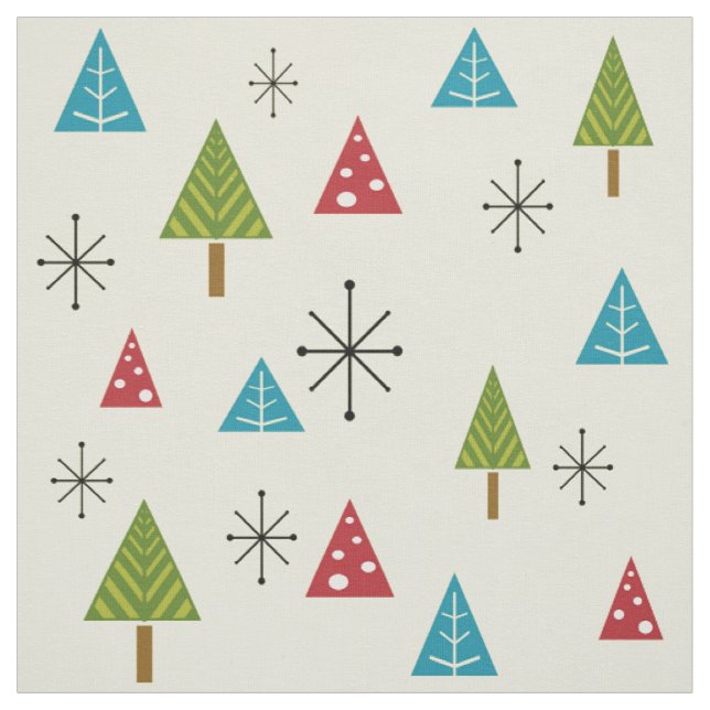 Tissu Arbres de Noël modernes du milieu du siècle (Échantillon)