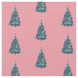 Tissu Arbres de Noël modernes simples et verts neigeux r
