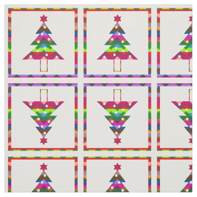 Tissu Arbres de Noël multicolores (Échantillon)