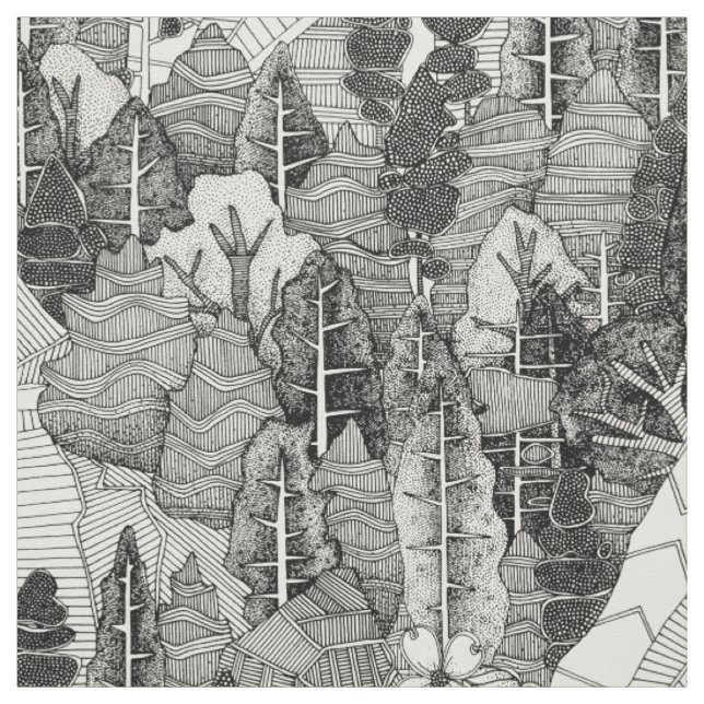 Tissu Arbres NC black Fabric (Échantillon)