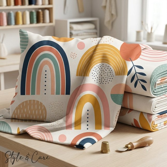 Tissu Arc-en-ciel pastel abstrait de surface stylé (Pastel Prism Arc Abstract Surface Pattern Stylish Fabric)