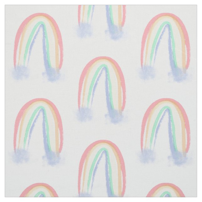 Tissu arc-en-ciel peint à l'aquarelle pastel  (Échantillon)