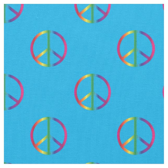 Tissu Arc-en-ciel Signes de paix bleu (Fermer)