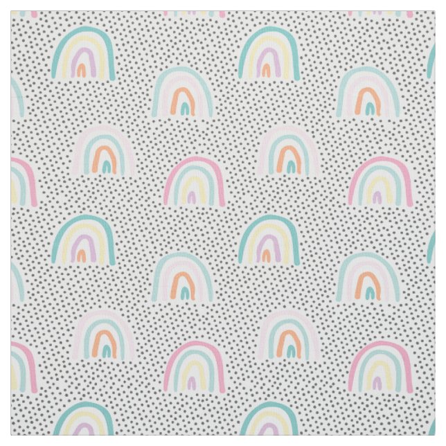 Tissu Arcs-en-ciel mignons et petits points aux couleurs (Échantillon)