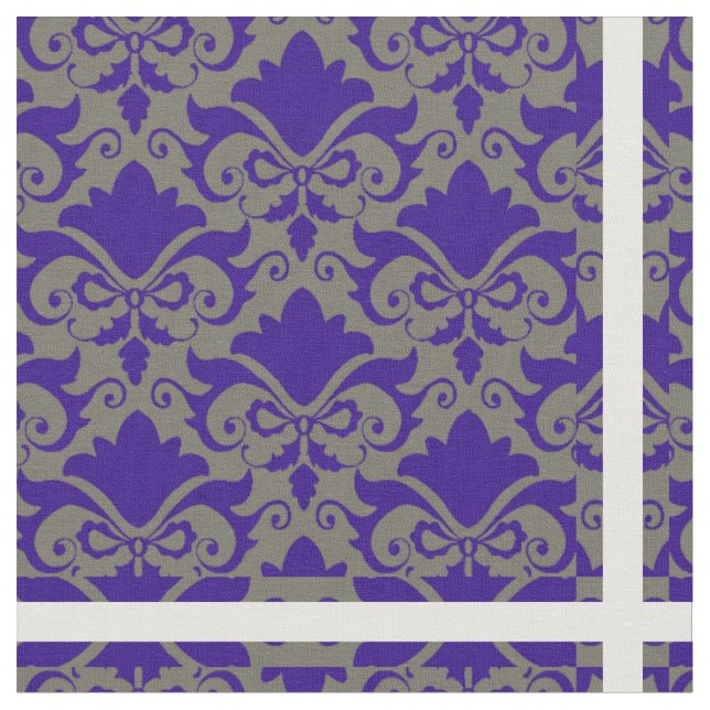Tissu Argent bleu Damask Bows (Fermer)