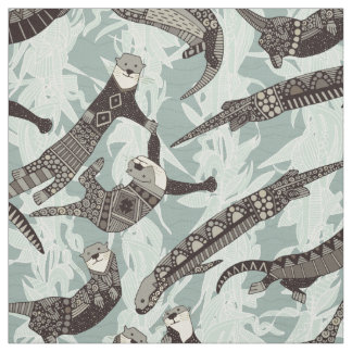 Tissu argent de loutres de mer