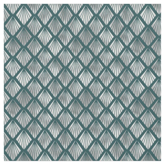 Tissu Argent Moderne Sarcelle Élégant Art Déco (Fermer)